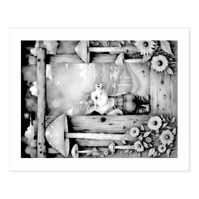 Whimsical Piglet Stämpel (Tryck)