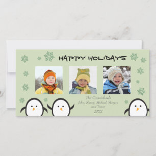 Whimsical Pingviner Holiday Photocard (salvia) Julkort