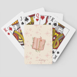 Whimsical Pink Book & Stars Personalized Casinokort