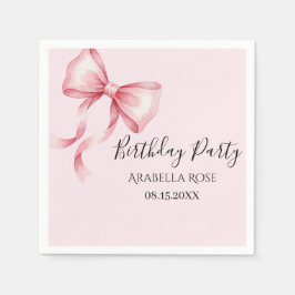 Whimsical Pink Bow Birthday Party Pappersservett