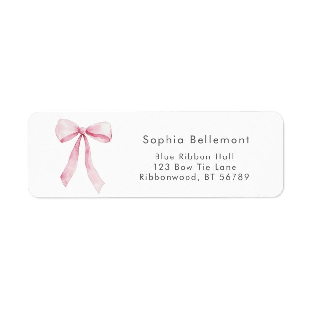 Whimsical Pink Bow Return Address Returadress Etikett (Framsidan)