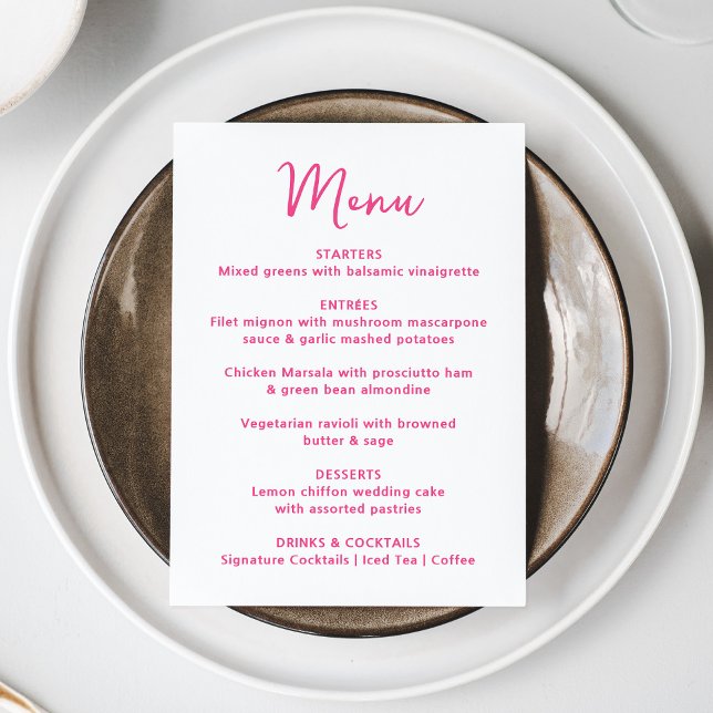 Whimsical Pink Heart Wedding Meny (Skapare uppladdad)