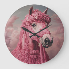Whimsical Pink Horse Wall Clock - Elegant Fantasy Stor Klocka