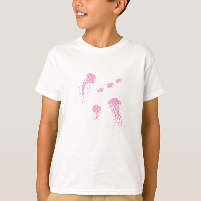Whimsical Pink Polka Dot Sea Creatures Tshirt T Shirt (Framsida)