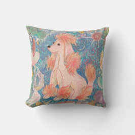 Whimsical Pink Poodle & Ocean Shells Cushion  Kudde