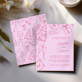 Whimsical Pink & Red Hand Drawn BUDGET Wedding