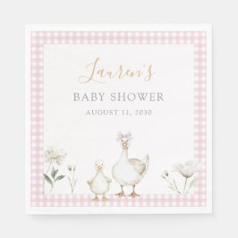 Whimsical Pink Silly Goose Vintage Bow Baby Shower Pappersservett