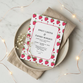 Whimsical Pink Strawberry Wedding Invitation Inbjudningar