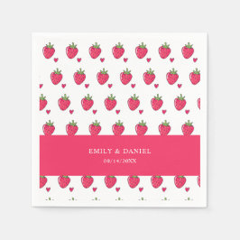 Whimsical Pink Strawberry Wedding Napkins Pappersservett