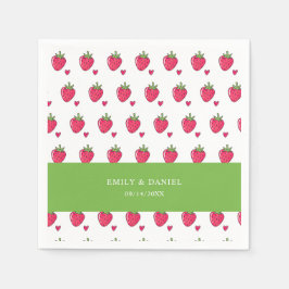 Whimsical Pink Strawberry Wedding Napkins Pappersservett