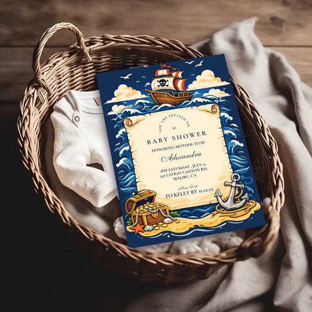 Whimsical Pirate Ship Adventure Baby Shower Inbjudningar (Skapare uppladdad)
