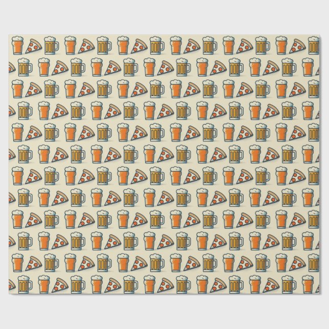 Whimsical Pizza and Beer Pattern Presentpapper (Platt)