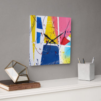 Whimsical Playful Clock Fyrkantig Klocka