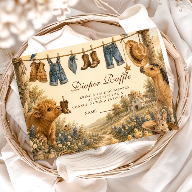 Whimsical Pojke Western Boho Blöja Lotteri Tilläggskort (Skapare uppladdad)