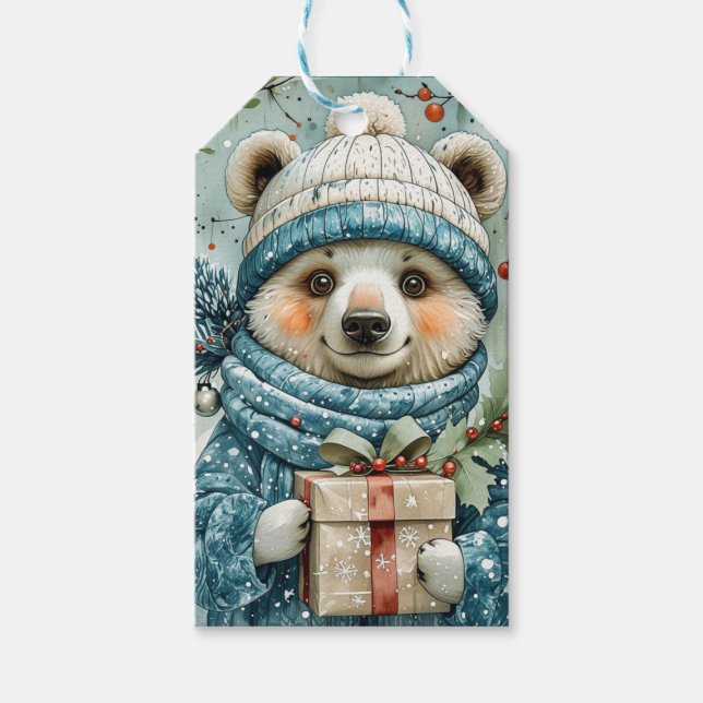 Whimsical Polar Bear Christmas  Presentetikett (Framsidan)