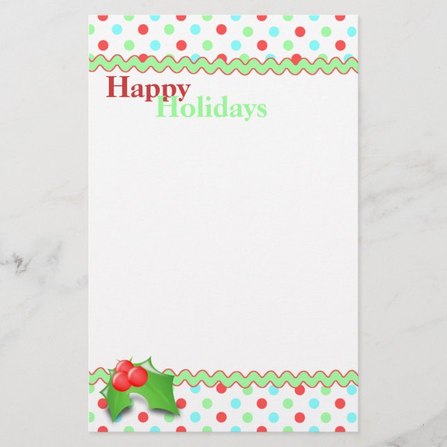 Whimsical Polka Dot Helgdag Stationery Brevpapper (Framsida)