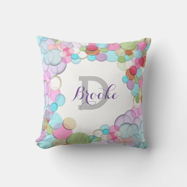 Whimsical Polka-Dot Monogram Dekorativ kudde (Framsida)