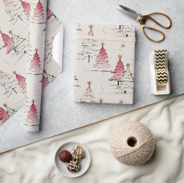 Whimsical Polka Dot Tree Christmas Decor Presentpapper (Hantverk)