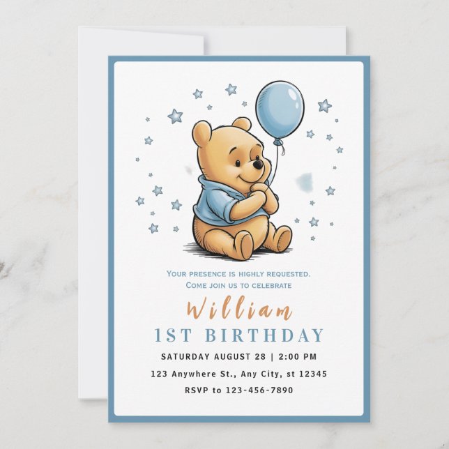 Whimsical Pooh & Vänner Födelsedag Inbjudningar (Framsida)