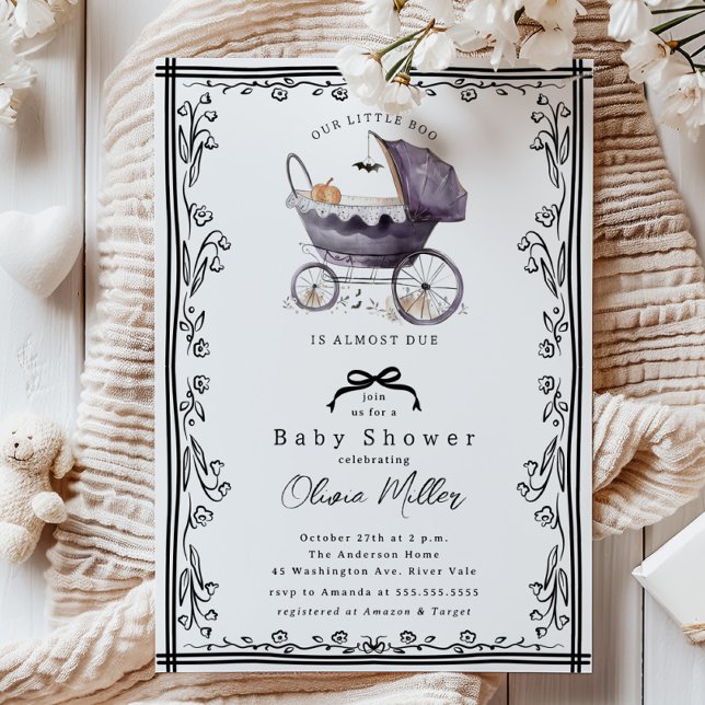 Whimsical Pram Baby Shower-inbjudan Inbjudningar (Skapare uppladdad)