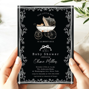 Whimsical Pram Baby Shower-inbjudan Inbjudningar