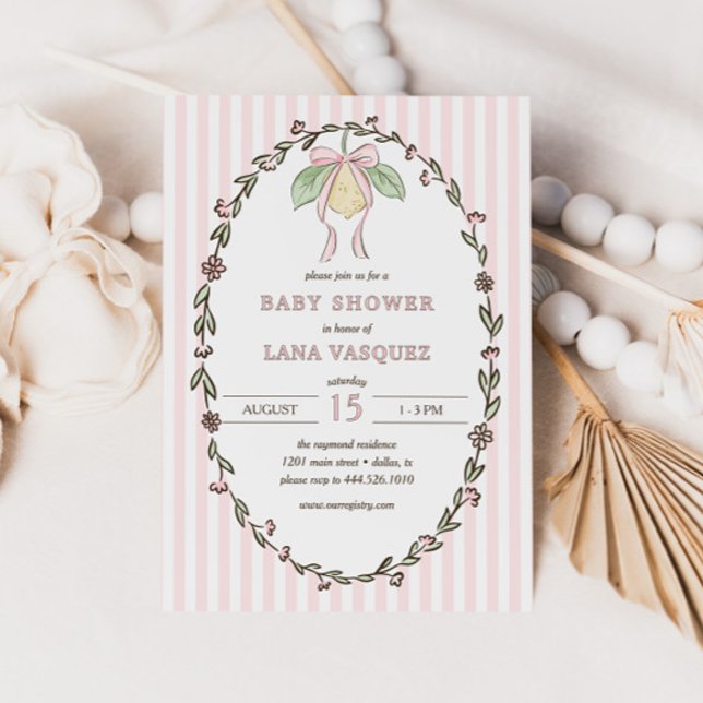Whimsical Preppy Coquette Pastell Citron Bebis Sho Inbjudningar (Skapare uppladdad)
