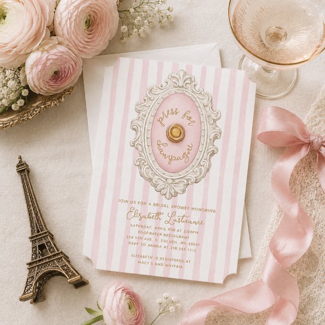 Whimsical Press för Champagne Bröllopsdusch Inbjudningar (Whimsical Press for Champagne Bridal Shower Invitation)