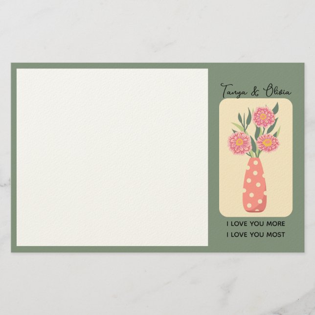Whimsical prickig vas med rosa blommor  brevpapper (Framsida)
