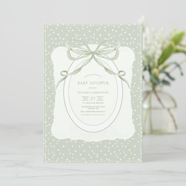 Whimsical prickig vintage baby shower inbjudningar (Stående Fram)