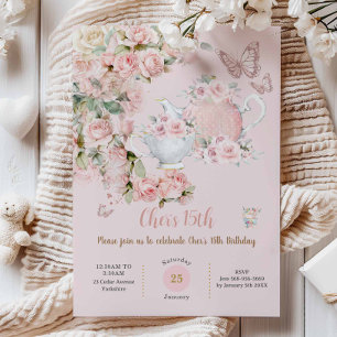 Whimsical Princess Fairytale Castle Rosa Birthday Inbjudningar