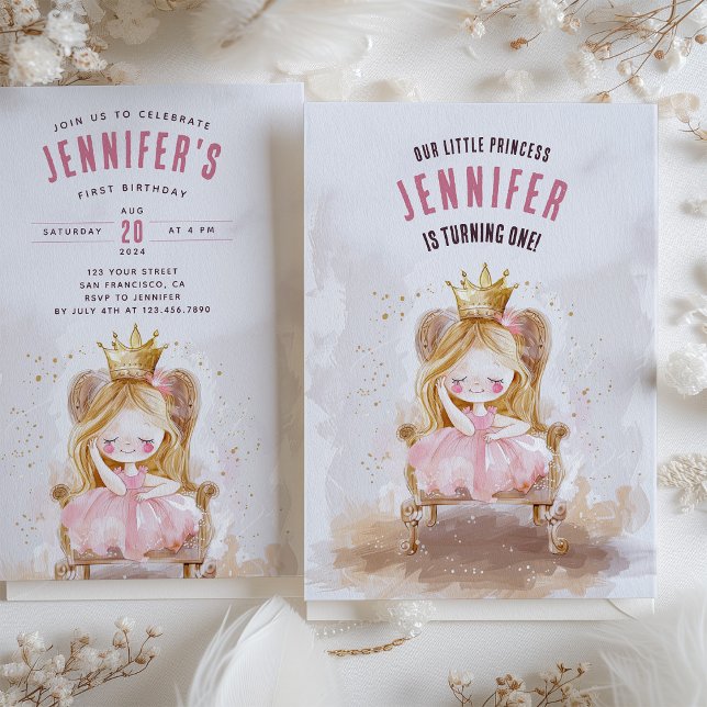 Whimsical Princess First Birthday Inbjudningar (Skapare uppladdad)