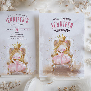 Whimsical Princess First Birthday Inbjudningar