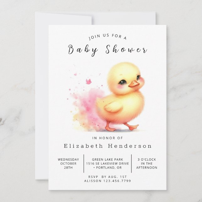 Whimsical Printable Anka Baby Shower Inbjudningar (Framsida)