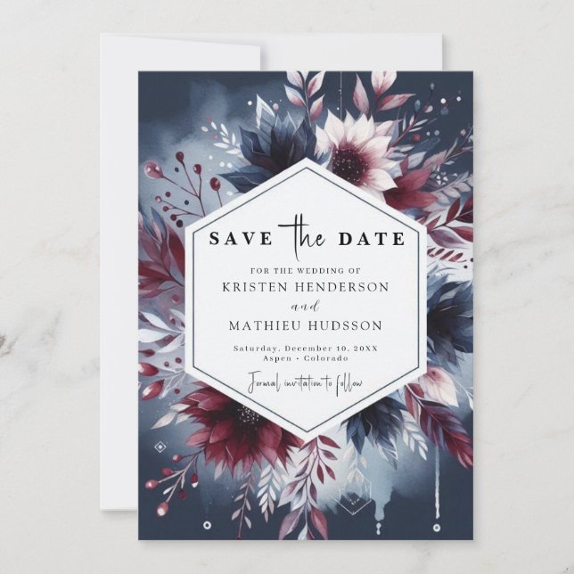 Whimsical Printable Burgundy Spara Datumet (Framsida)