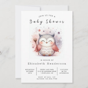 Whimsical Printable Uggla Baby Shower Inbjudningar
