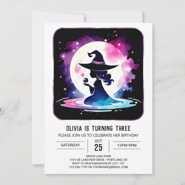 Whimsical Printable Wizard Birthday Inbjudningar (Framsida)