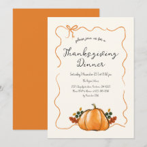 Whimsical Pumpa Handstil Thanksgiving Middag