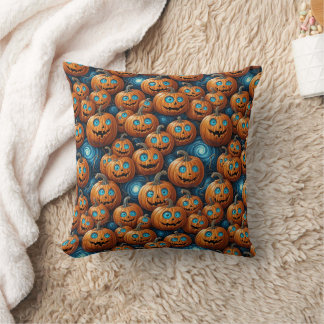 Whimsical Pumpkin Halloween Throw Pillow Kudde