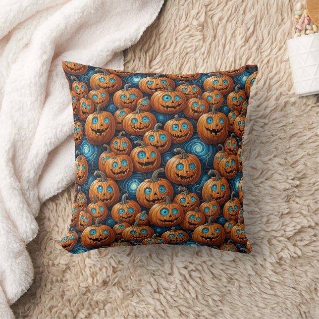 Whimsical Pumpkin Halloween Throw Pillow Kudde (Filt)