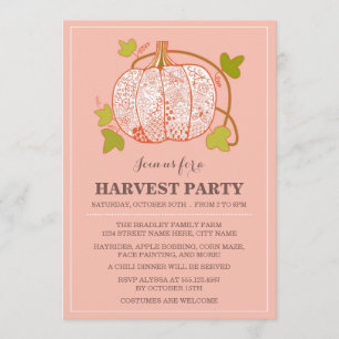 Whimsical Pumpkin Harvest Party-inbjudan Inbjudningar
