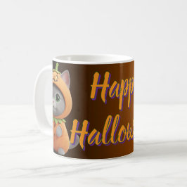 Whimsical Pumpkin Kitty Halloween Coffee Mug Kaffemugg