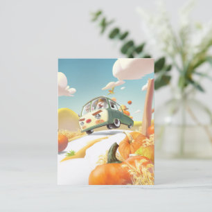 Whimsical Pumpkin Ride Meddelande Vykort