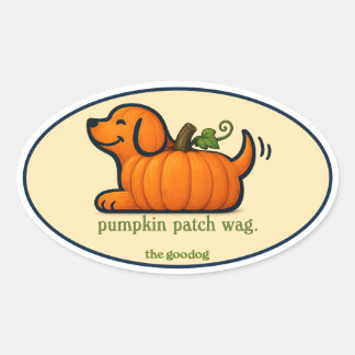 Whimsical Pumpkin Valp Höst Oval Ovalt Klistermärke