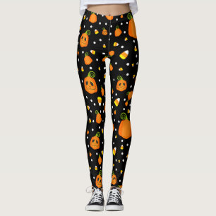 Whimsical Pumpkins & Candy Corn Kul Halloween Leggings