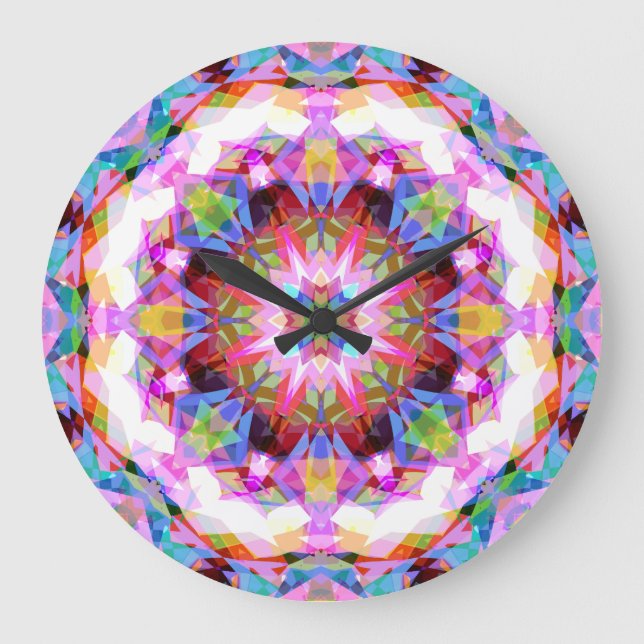 Whimsical Purple Blue Pink Colorful Pattern Stor Klocka (Framsida)