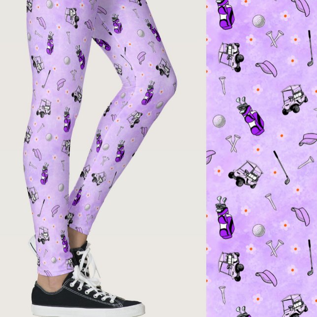 Whimsical purple golf themed patterned leggings (Skapare uppladdad)