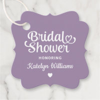 Whimsical Purple Heart Script Bröllopsdusch