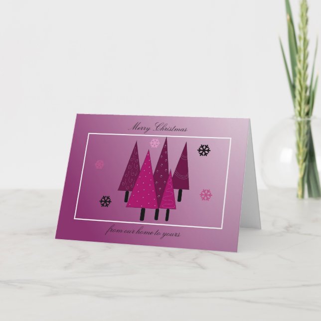 Whimsical Purple julgranar Helgkort (Framsida)