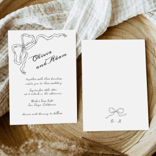 Whimsical Quirky Bow Handwriter Elegant bröllop Inbjudningar