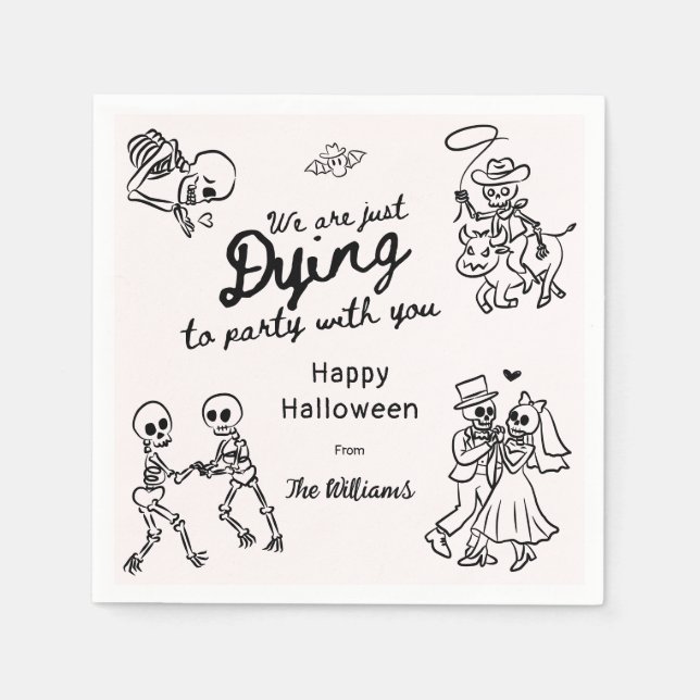Whimsical Quirky Hand plockade Doodles Halloween Pappersservett (Framsidan)